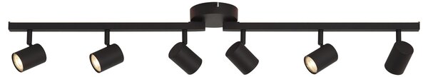Faretto da soffitto moderno nero 6 luci GU10 50mm con retroilluminazione e interruttore a 3 vie - Back Up