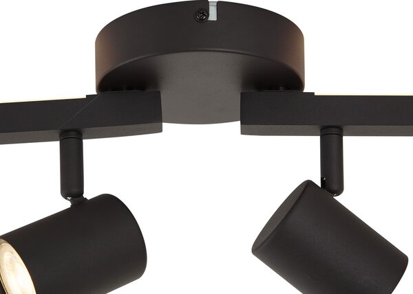 Faretto da soffitto moderno nero 6 luci GU10 50mm con retroilluminazione e interruttore a 3 vie - Back Up