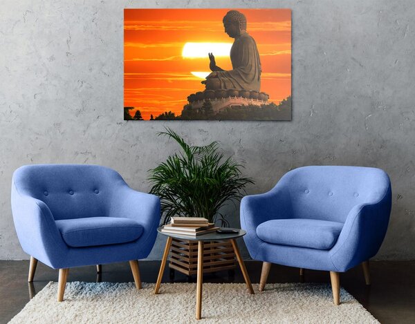Quadro su tela – Statua di Buddha al tramonto