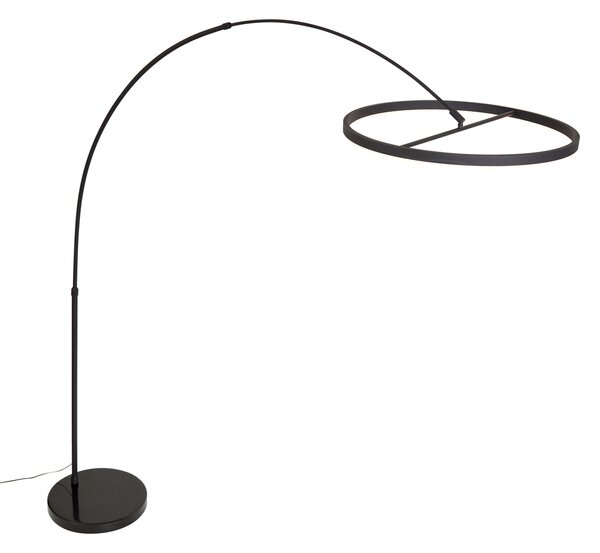 Lampada da terra ad arco di design nera con LED dimmerabile a 3 livelli - Anello