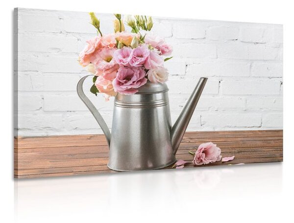 Quadro su tela – Bouquet di fiori in annaffiatoio