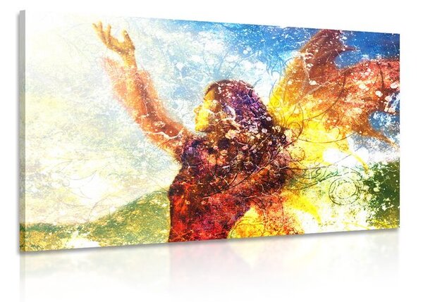 Quadro su tela – Donna dipinta in esecuzione magica