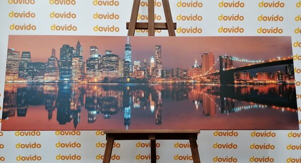 Stampa su tela – Riflesso di Manhattan nell'acqua