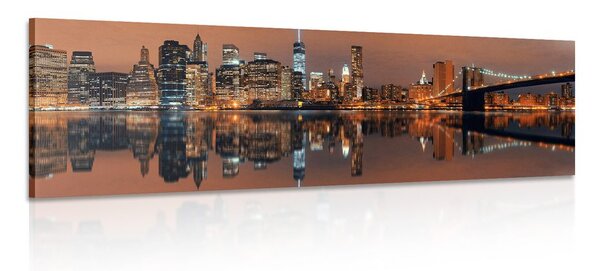 Stampa su tela – Riflesso di Manhattan nell'acqua
