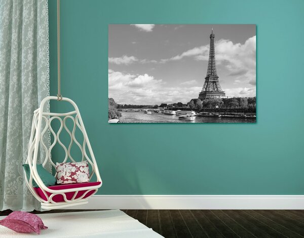 Quadro su tela – Panorama mozzafiato di Parigi in bianco e nero