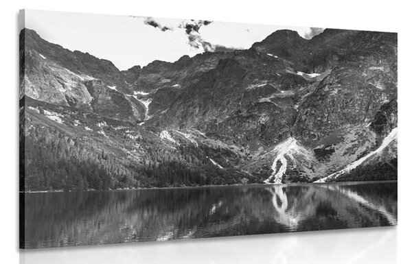 Stampa su tela – Morskie Oko nei Tatra in bianco e nero