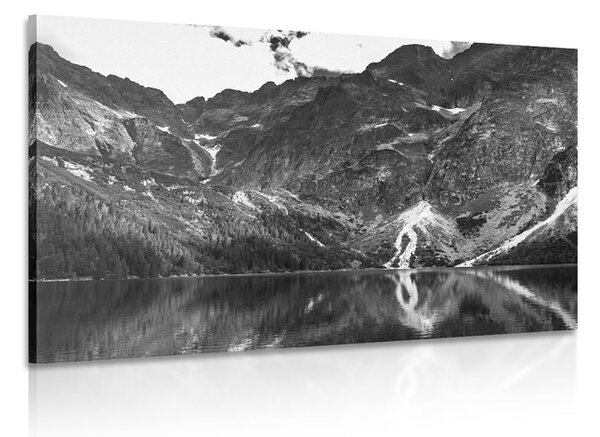 Stampa su tela – Morskie Oko nei Tatra in bianco e nero