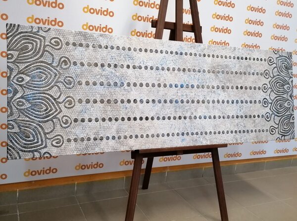 Quadro su tela – Mandala su sfondo grigio