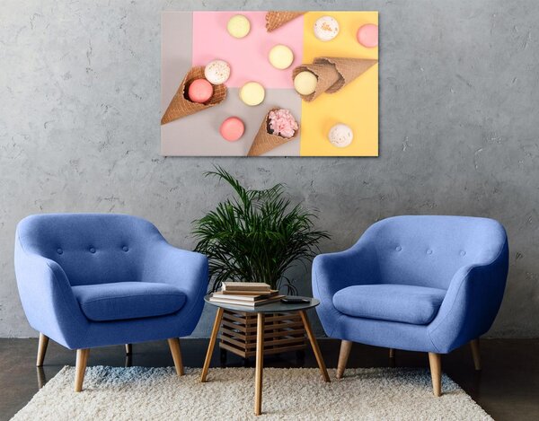 Stampa su tela – Macarons in cono