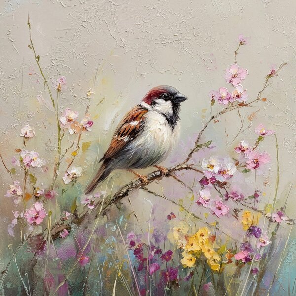 Dipinto stampato dipinto su tela 32x32 cm Sparrow – Styler