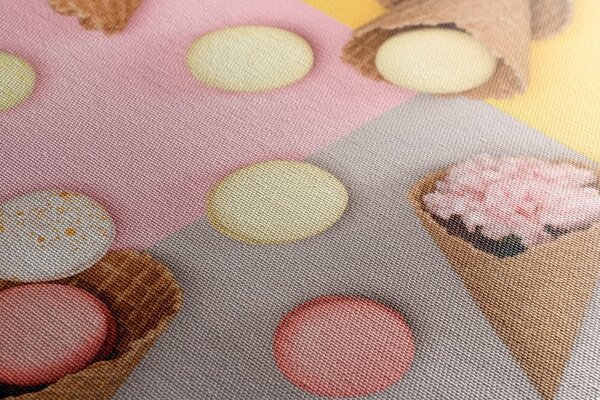 Stampa su tela – Macarons in cono