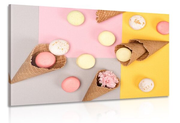 Stampa su tela – Macarons in cono