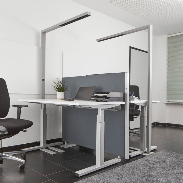Arcchio Lampada da terra per ufficio Jolinda, set di 2, argento, 4.000 K Jolinda Arcchio, dimmerabile, Alluminio / Grigio / Zincato, Studio / Ufficio, Alluminio, Moderno
