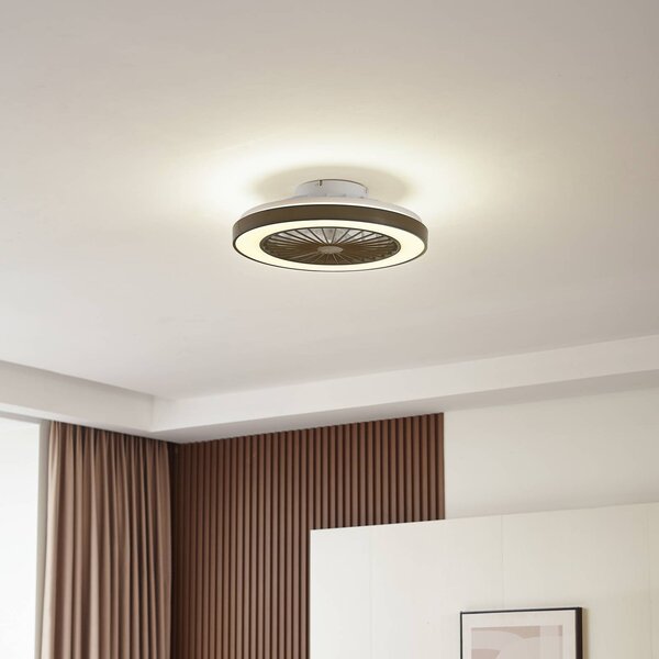 Lindby Ventilatore da soffitto LED Teleo, Ø48 cm, nero, DC, Tuya Teleo Lindby, dimmerabile, Nero, Soggiorno / Sala da pranzo, Plastica, Moderno
