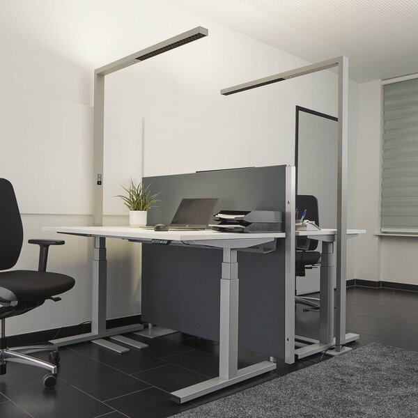 Arcchio Lampada da terra per ufficio Jolinda, set di 2, argento, 4.000 K Jolinda Arcchio, dimmerabile, Alluminio / Grigio / Zincato, Studio / Ufficio, Alluminio, Moderno