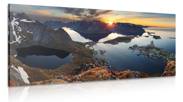 Stampa su tela – Affascinante panorama montano con tramonto