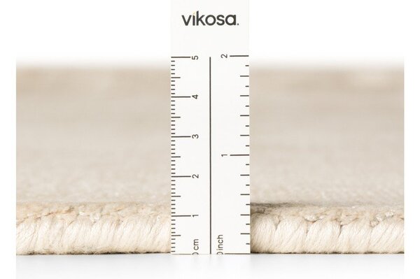 Tappeto rotondo avorio in viscosa tessuto a mano ø 200 cm Noemi – Vikosa