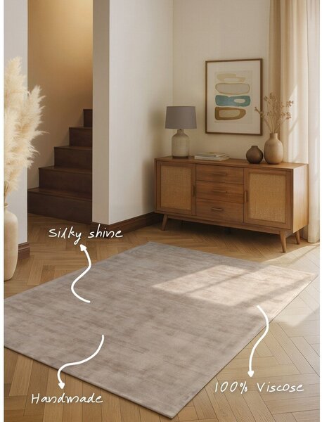 Tappeto beige in viscosa tessuto a mano 120x180 cm Noemi – Vikosa