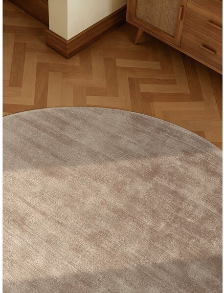 Tappeto rotondo beige in viscosa tessuto a mano ø 120 cm Noemi – Vikosa