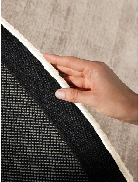 Tappeto rotondo beige in viscosa tessuto a mano ø 120 cm Noemi – Vikosa