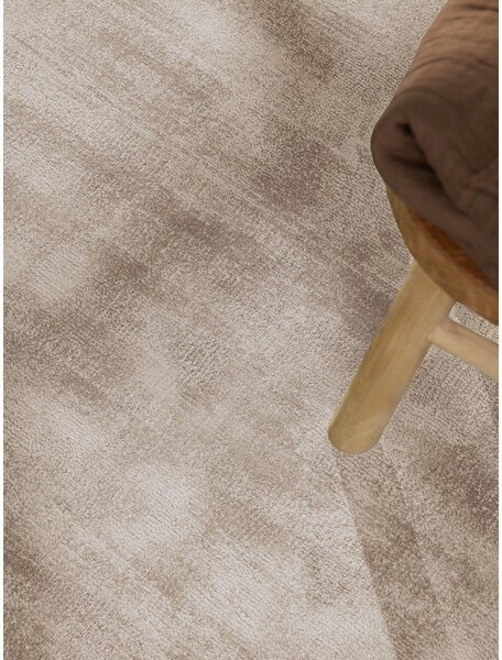 Tappeto rotondo beige in viscosa tessuto a mano ø 120 cm Noemi – Vikosa