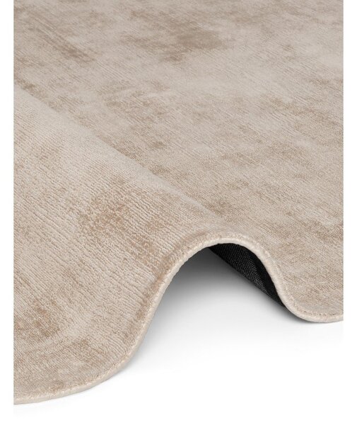 Tappeto rotondo beige in viscosa tessuto a mano ø 120 cm Noemi – Vikosa