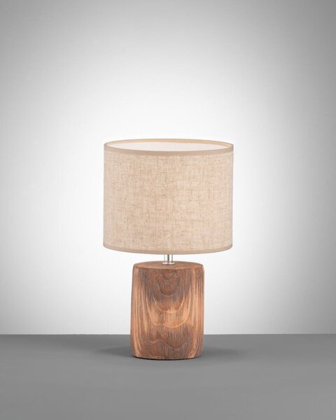 Lampada da tavolo marrone/beige in calcestruzzo con paralume in tessuto (altezza 35 cm) Malik – Fischer & Honsel