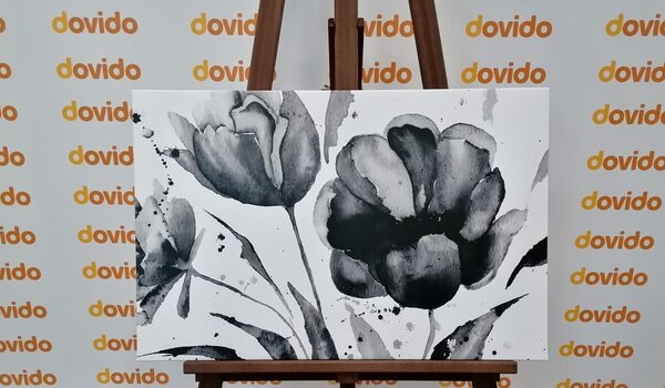 Stampa su tela – Tulipani stupendi in bianco e nero in versione interessante