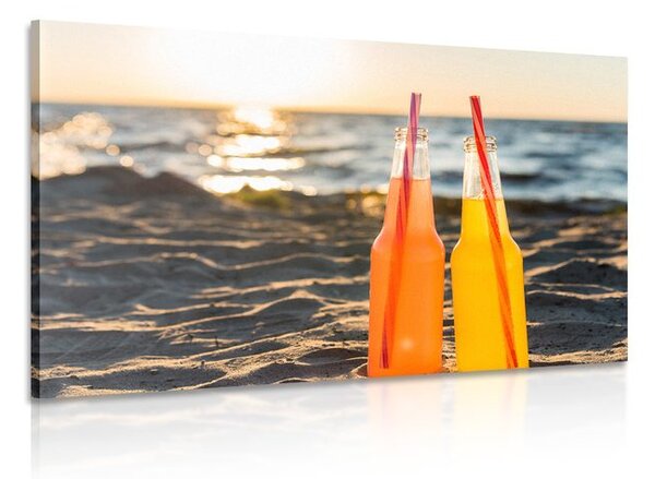 Quadro su tela – Bevanda rinfrescante sulla spiaggia