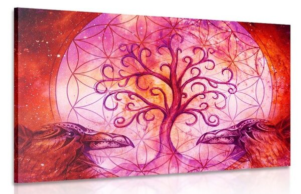 Quadro su tela – Albero della vita magico in tonalità pastello