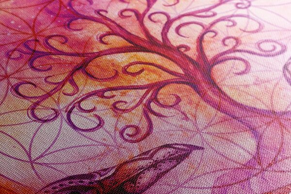 Quadro su tela – Albero della vita magico in tonalità pastello
