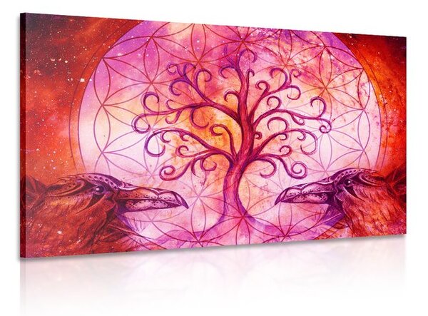 Quadro su tela – Albero della vita magico in tonalità pastello