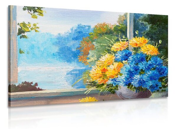 Quadro su tela – Bouquet primaverile alla finestra
