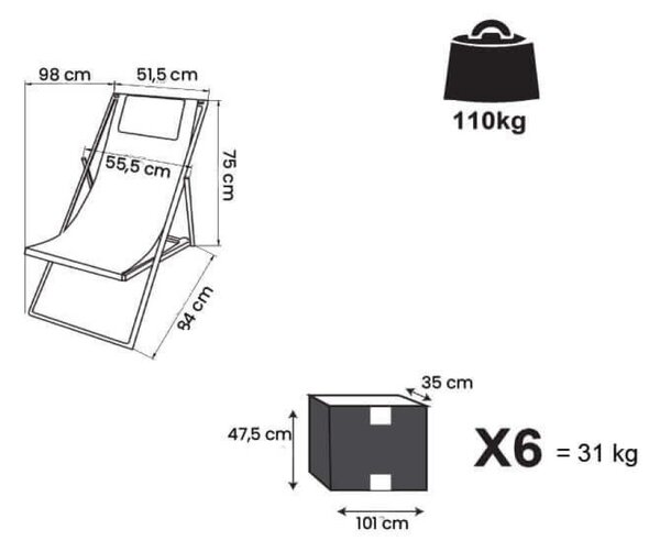 VivaGarden Sdraio da Giardino Pieghevole con Cuscino Poggiatesta Schienale Reclinabile in Acciaio/Textilene Dimensioni 98x55x75 cm colore Taupe