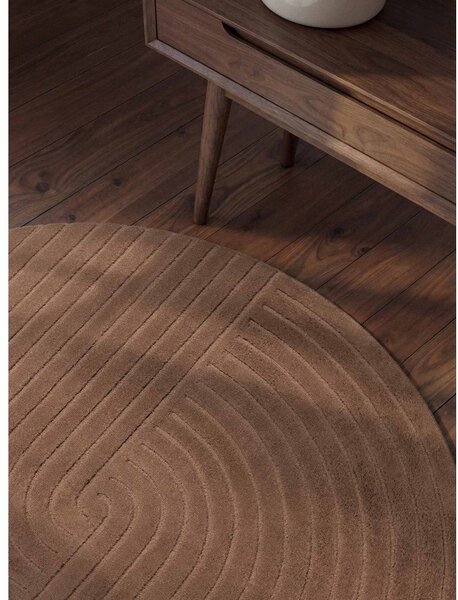 Tappeto rotondo beige in lana tessuto a mano ø 200 cm Arcura – Vikosa