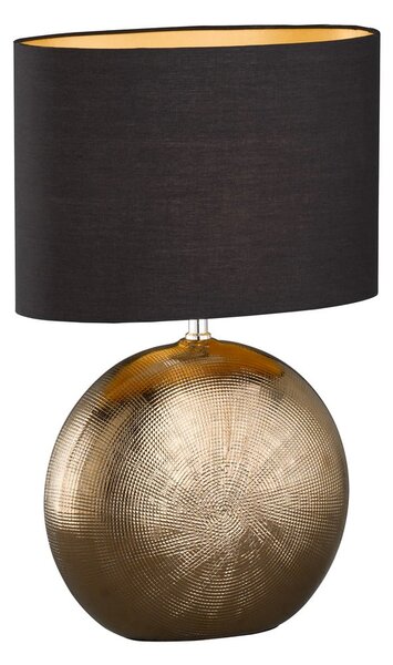 Lampada da tavolo nera/color bronzo in ceramica con paralume in tessuto (altezza 53 cm) Foro – Fischer & Honsel