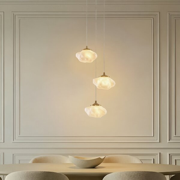 Lampada a sospensione Lindby, Piatra, dimmerabile, Bianco, Soggiorno, Vetro, Moderno