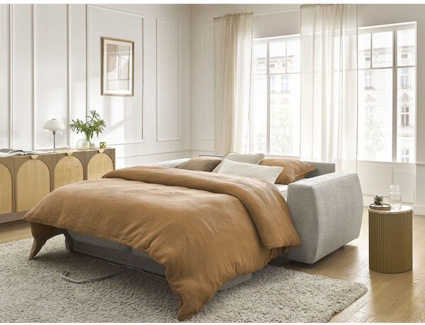 Divano beige per il riposo quotidiano/allungabile con rivestimento in ciniglia 240 cm Hugo – Bobochic Paris