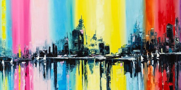 Stampa su tela – Pittura a olio della città