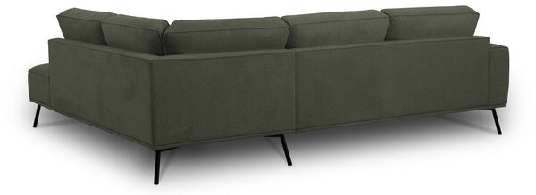 Divano angolare verde scuro (con penisola a destra/a L) con rivestimento in ciniglia Amsterdam – Scandic