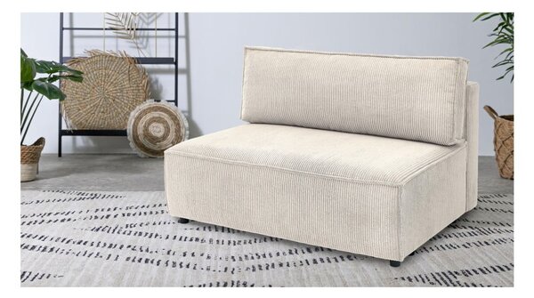 Modulo divano in velluto a coste color crema, pezzo centrale Nihad modular - Bobochic Paris
