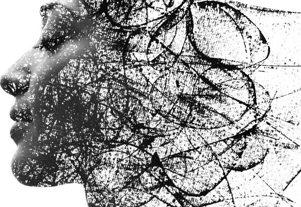 Stampa su tela – Donna con elementi astratti