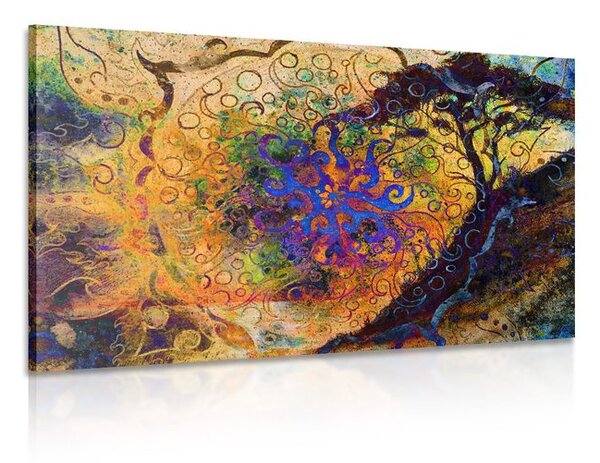 Quadro su tela – Albero con sfondo orientale