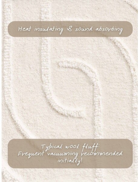 Tappeto color crema in lana tessuto a mano 160x230 cm Arcura – Vikosa