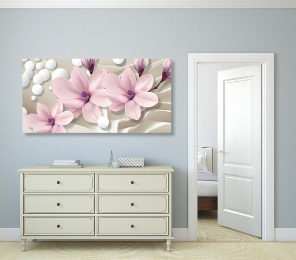 Stampa su tela – Magnolia su sfondo astratto