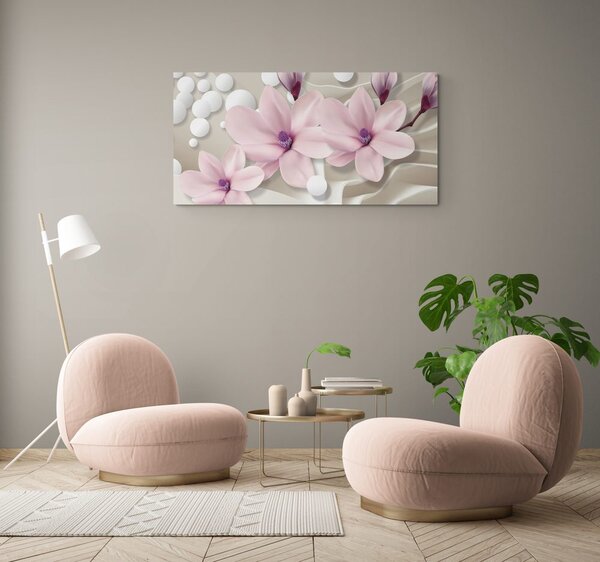 Stampa su tela – Magnolia su sfondo astratto