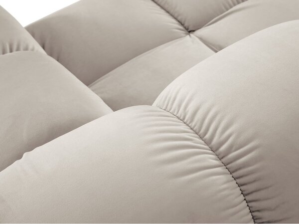 Divano angolare componibile beige (con penisola a destra) con rivestimento in velluto Bellis – Micadoni