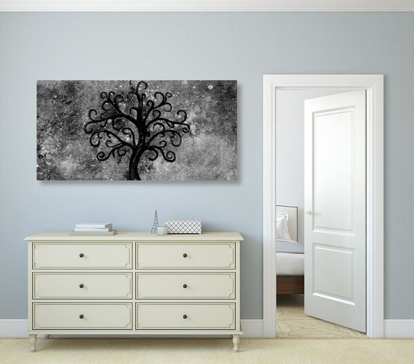 Stampa su tela – Albero della vita in bianco e nero