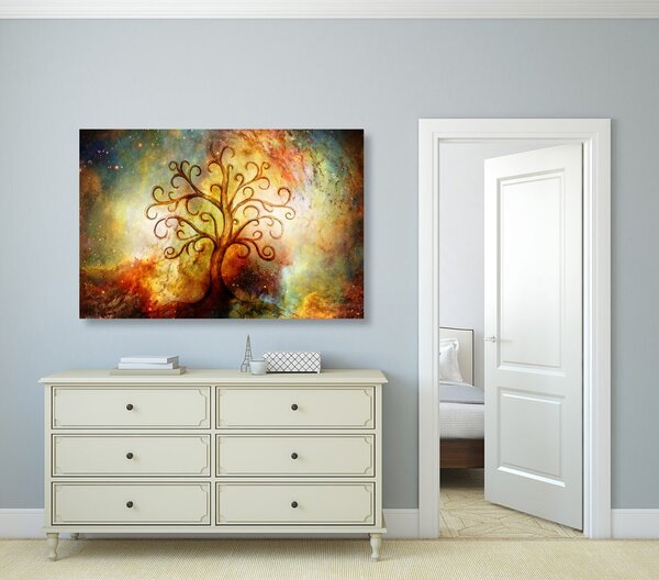 Quadro su tela – Albero della vita con astrazione dell'universo