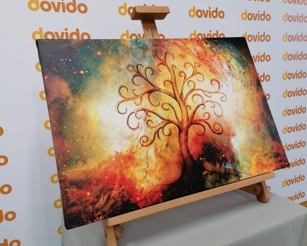Quadro su tela – Albero della vita con astrazione dell'universo